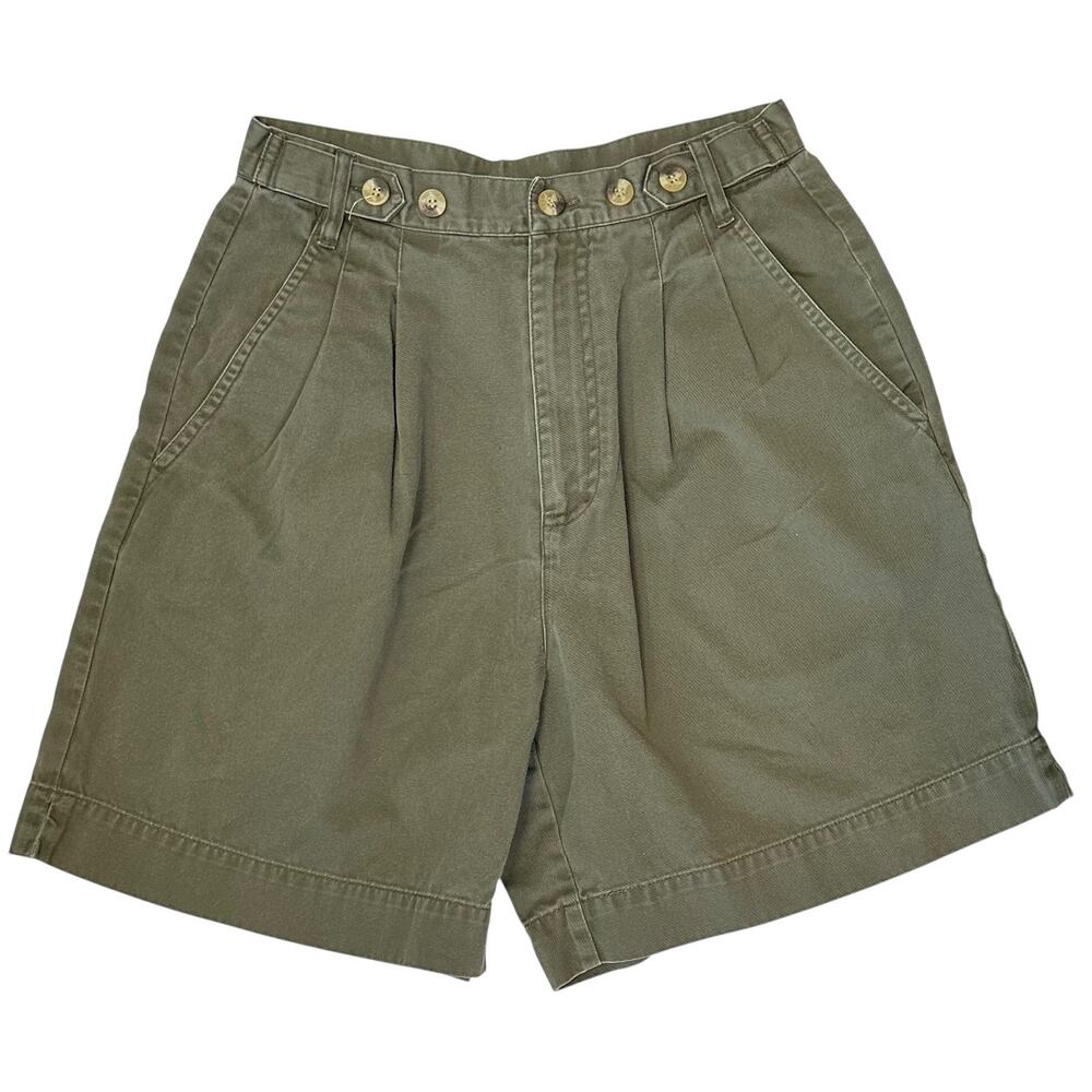 Brooks Brothers Khaki High Waist Pleated Trouser Shorts Green Size 4 - Picture 2 of 6
